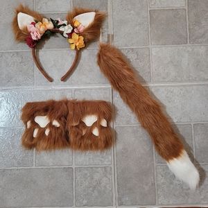 Fox headband, tail and fingerless gloves